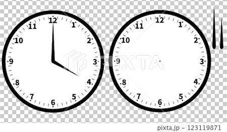 單色簡單圓形時鐘插畫範本設計與可自訂的指針 123119871
