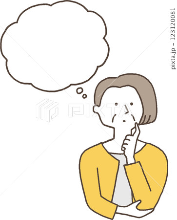 考え事をするシニア女性単色 123120081