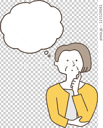 考え事をするシニア女性単色 123120081