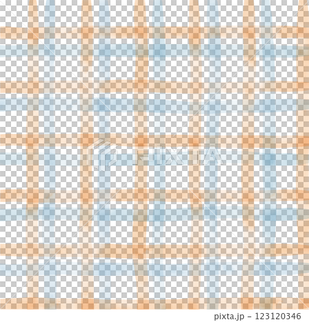 Orange Blue Plaid Gingham Check Hand Drawn Background Overlay 123120346