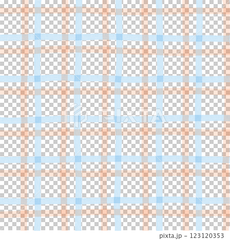 Orange Blue Plaid Gingham Check Hand Drawn Background Overlay 123120353