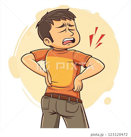 腰痛に悩む若い男性 腰痛に悩む若い男性 123120472