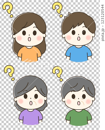 はてなと疑問の家族のイラストセット 123120544