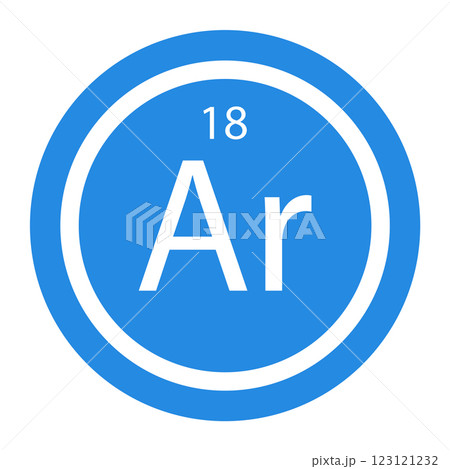 Argon Ar chemical element icon. The chemical element of the periodic table 123121232
