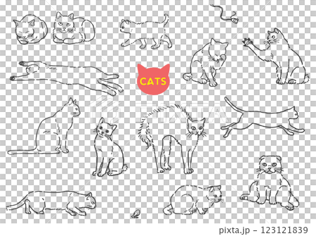 ネコ線画セット 123121839