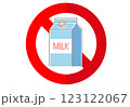 牛乳不使用　アレルギー表示　イラスト　アイコン　牛乳アレルギー 123122067