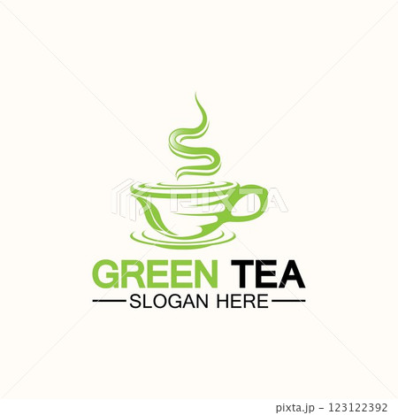 Tea cup logo vector design.Green tea vector logo template. 123122392