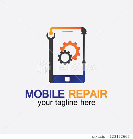 Mobile Phone Repair Logo.phone service logo, Rhone Repair, simple, concept, logo template - Vector 123122665