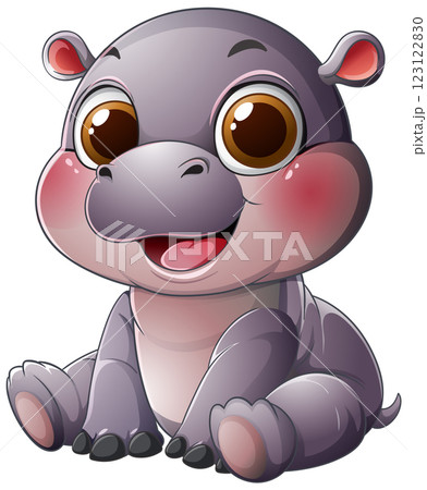 Adorable Baby Hippo Illustration 123122830