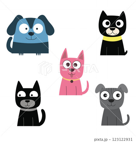 Set of Colorful Adorable Naughty Dog Puppy Pet Animal Cartoon Character with Happy Smile Face Set of Colorful Adorable Naughty Dog Puppy Pet Animal Cartoon Character with Happy Smile Face 123122931