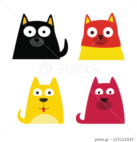 Set of Colorful Cute Naughty Dog Puppy Pet Animal Cartoon Character Set of Colorful Cute Naughty Dog Puppy Pet Animal Cartoon Character 123122933