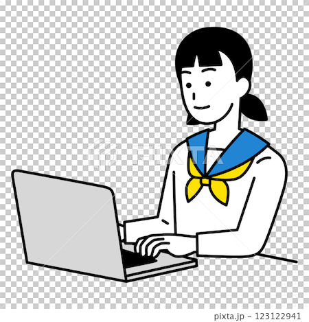 ノートパソコンを操作する女子学生 123122941