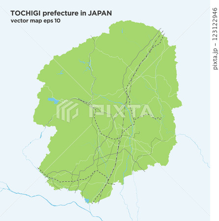 日本の栃木県のシンプルな緑色のロードマップ 123122946
