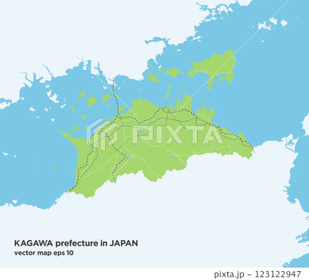 日本の香川県の緑色のシンプルなロードマップ 123122947