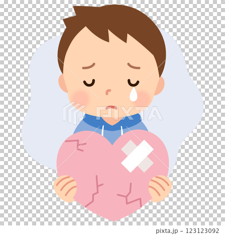 A boy in tears, hurting his heart - Children's mental health - Mental care 123123092