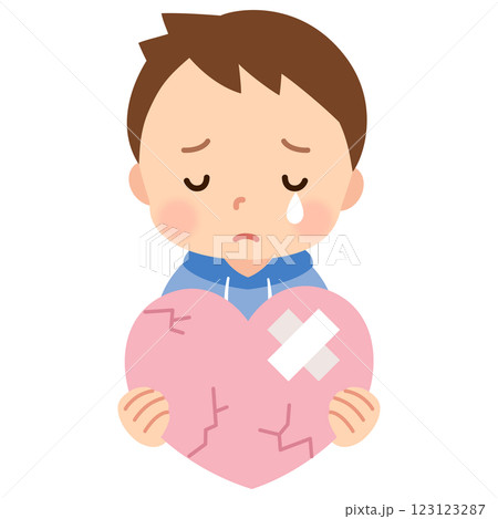 心が傷つき涙を流す男の子　子どものこころ　メンタルケア 123123287