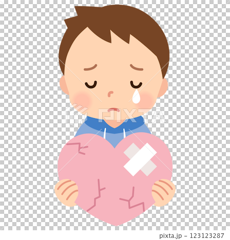 心が傷つき涙を流す男の子　子どものこころ　メンタルケア 123123287