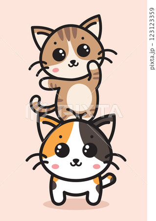 Cute cat cartoon set illustration. anime cartoon 123123359
