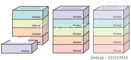 ティッシュ5個組セットのイラスト ティッシュ5個組セットのイラスト 123123413