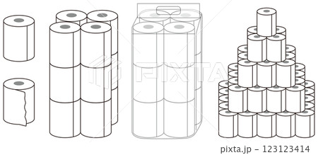 トイレットペーパーセットのイラスト 123123414