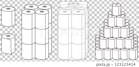 トイレットペーパーセットのイラスト 123123414