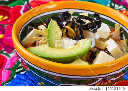 メキシコ料理のソパ・デ・トルティージャ(ソパ・アステカ) メキシコ料理のソパ・デ・トルティージャ(ソパ・アステカ) 123123440