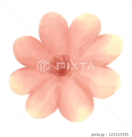 大きく咲いたオレンジの花 手描き水彩イラスト 123123785