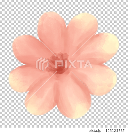 大きく咲いたオレンジの花 手描き水彩イラスト 123123785