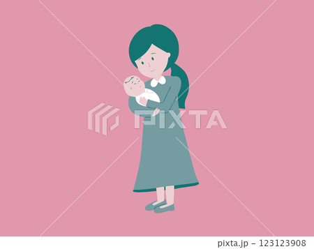 赤ちゃんを抱くお母さん 123123908