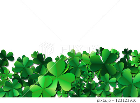 Saint Patricks day background with sprayed green clover leaves o Saint Patricks day background with sprayed green clover leaves o 123123910