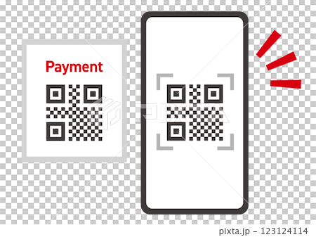 Illustration of QR code payment using smartphone and card 123124114