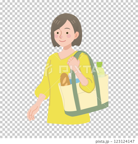 一個女人帶著購物袋 123124147