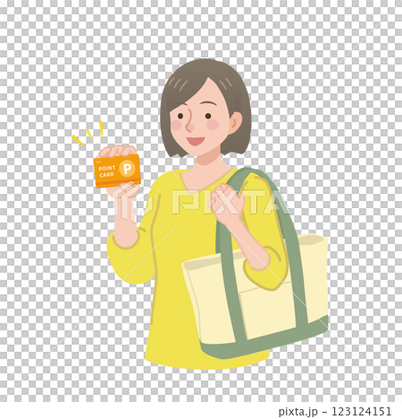 A woman showing a point card 123124151