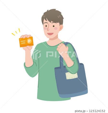ポイントカードを見せる男性 123124152