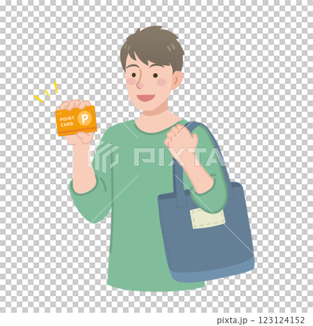 A man showing his point card 123124152