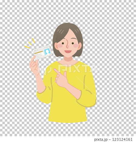 運転免許証を指差す女性 123124161