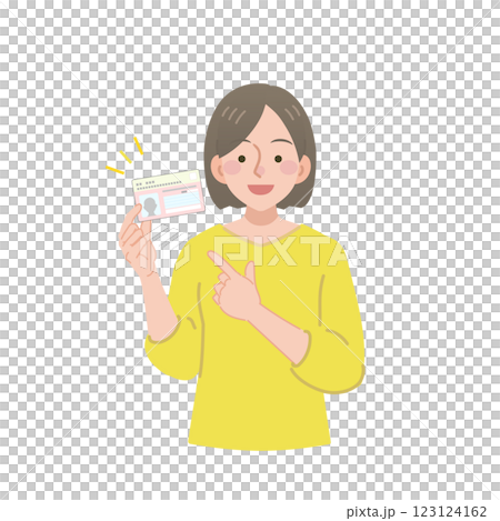 マイナンバーカードを指差す女性 123124162