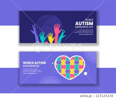 Hand-Drawn Flat Style Horizontal Banner Template for Autism Awareness Day Hand-Drawn Flat Style Horizontal Banner Template for Autism Awareness Day 123124238