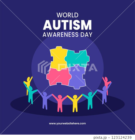 World Autism Awareness Day Social Media Illustration in Flat Cartoon Style World Autism Awareness Day Social Media Illustration in Flat Cartoon Style 123124239