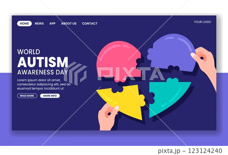 Creative Hand-Drawn Template for World Autism Awareness Day Social Media Landing Page 123124240