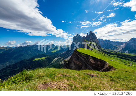 Seceda mountain in the Dolomites, South Tyrol, Italy, Europe 123124260