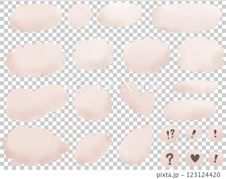 吹き出し：水彩風グレーベージュの手描きフキダシのセット 123124420