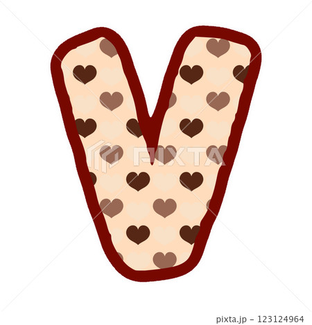 a brown and white heart shaped letter v a brown and white heart shaped letter v 123124964