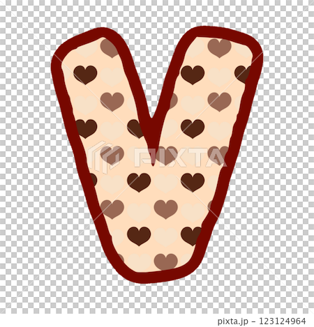 a brown and white heart shaped letter v a brown and white heart shaped letter v 123124964