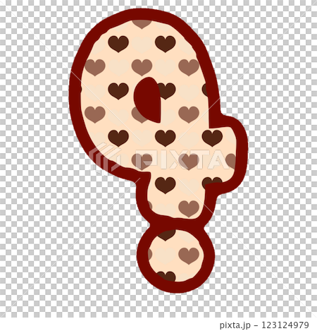 Question mark calligraphy with brown heart pattern 123124979