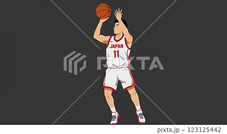 シュートをする男性のバスケットボール選手2 123125442