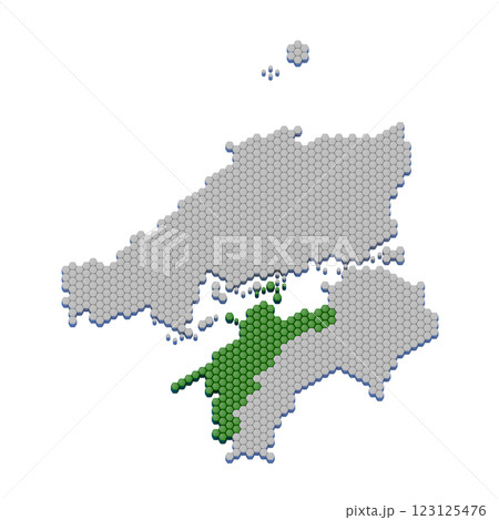 ハニカム構造状の愛媛県の地図 123125476