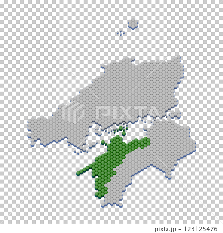 ハニカム構造状の愛媛県の地図 123125476