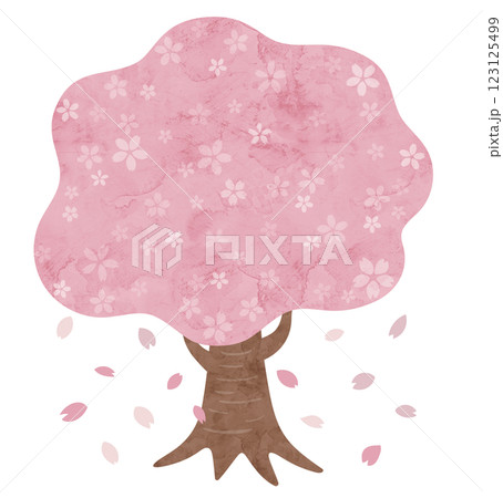 桜の木と花びらの水彩風ベクターイラスト 桜の木と花びらの水彩風ベクターイラスト 123125499