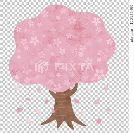 桜の木と花びらの水彩風ベクターイラスト 桜の木と花びらの水彩風ベクターイラスト 123125499